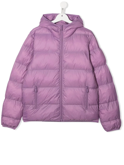 Dsquared2 Kids' Rear-logo Hooded Puffer Jacket In Purple