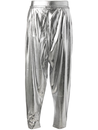 Tom Ford Lamé Tapered Trousers In Silver