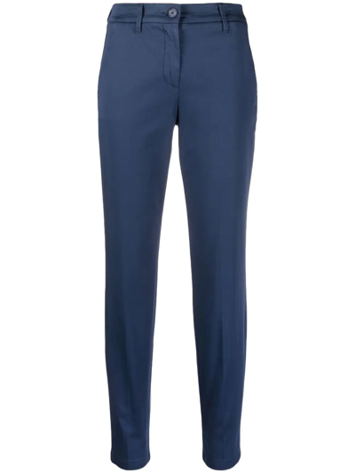 Jacob Cohen Logo-patch Slim-fit Cropped Trousers In Blue