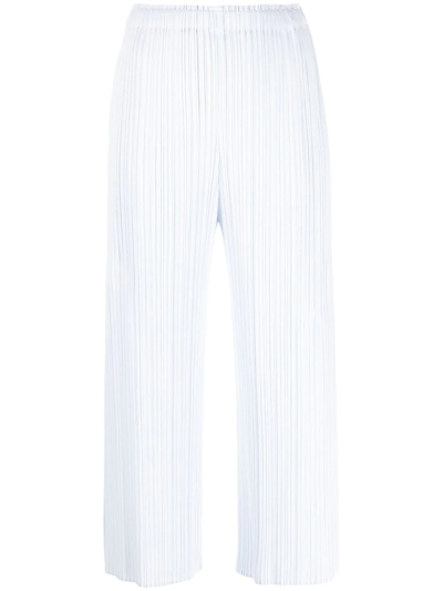 Issey Miyake Pleated Cropped Trousers In Blue