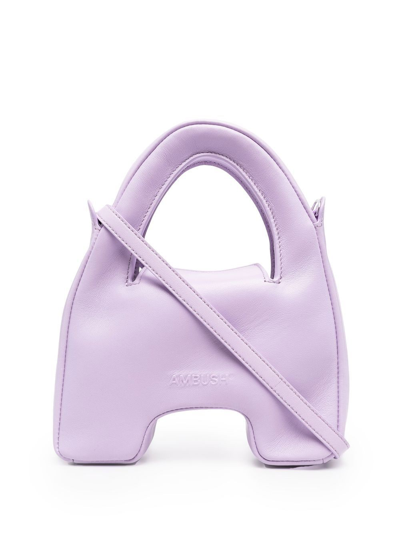 Ambush Debossed-logo Leather Tote In Purple