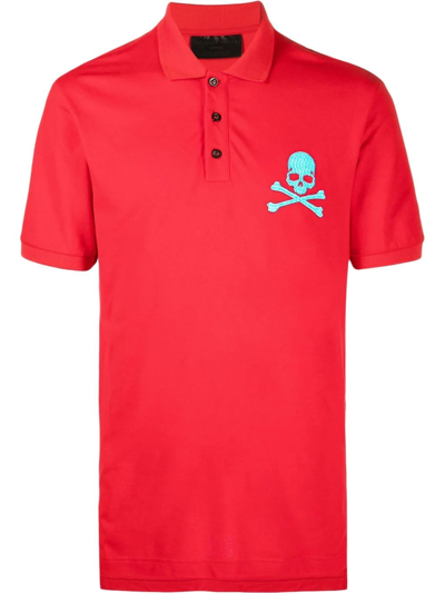 Philipp Plein Short Sleeve Polo Shirt In Red