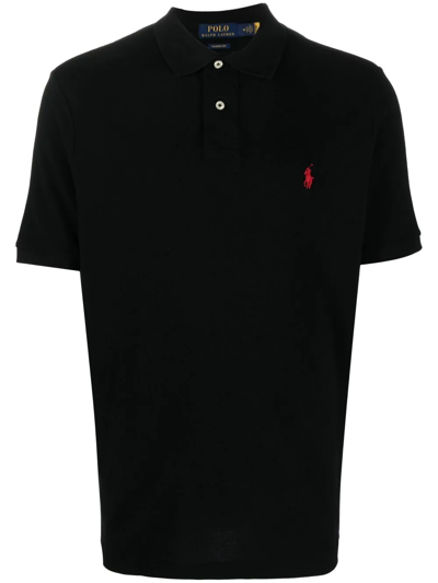 Polo Ralph Lauren Embroidered-logo Detail Polo Shirt In Black