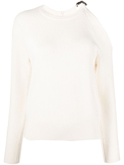 Michael Michael Kors Cold-shoulder Ribbed Jumper In White