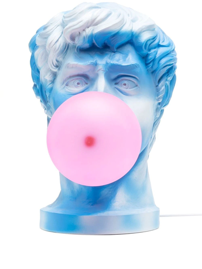 Seletti Bubble-gum Ceramic Head Sculpture In Blue