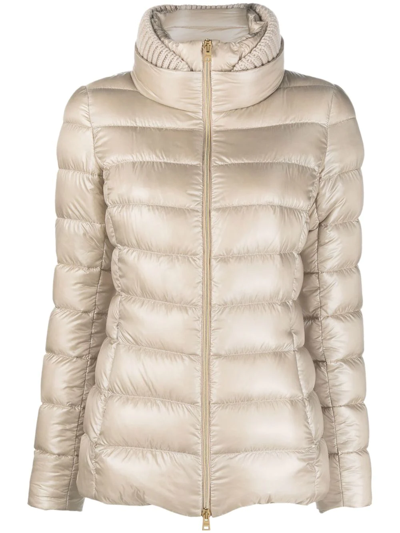 Herno Zip-up Padded Jacket In Neutrals