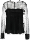Red Valentino Sheer-panelled Tulle Blouse In Black