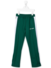 Palm Angels Kids' Side-stripe Logo Track Pants In Green