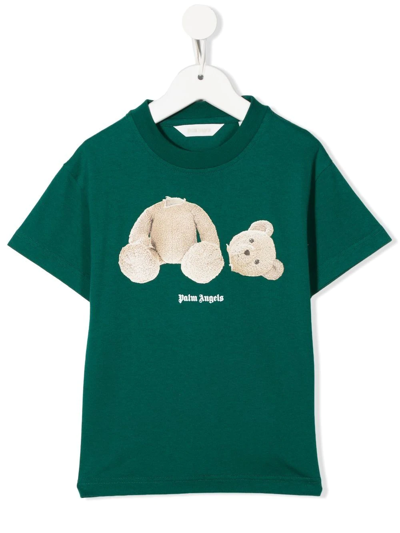 Palm Angels Teddy-bear Print T-shirt In Green