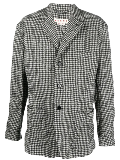 Marni Gingham-print Blazer In Black