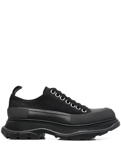 Alexander Mcqueen Tread Slick Lace-up Sneakers In Black