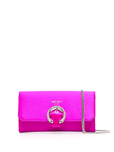 Jimmy Choo Wallet Crystal-buckle Clutch Bag In Pink