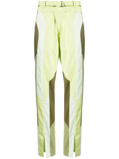 Kiko Kostadinov Daintree Straight-leg Panelled Trousers In Verde