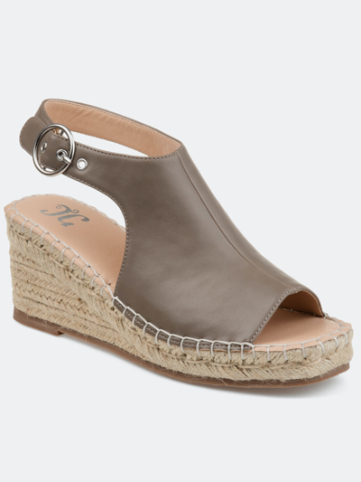 Journee Collection Collection Women's Wide Width Crew Wedge Sandal In Grey