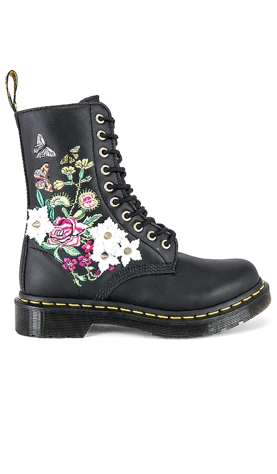 Dr. Martens' 1490 Floral Bloom Leather Mid-calf Boots In Black/ Multi