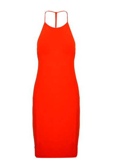 Bottega Veneta Open Back Halterneck Dress In Red