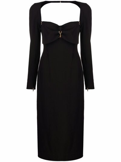 Jacquemus La Dressing Gown Terra Viscose Blend Midi Dress In Black
