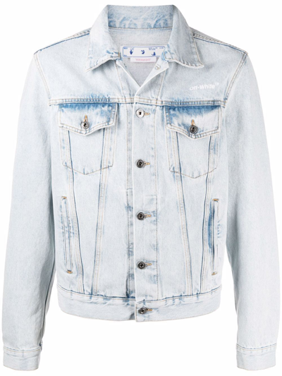 Off-white Skate Bleached-effect Denim Jacket In Blue