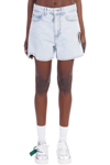 Off-white Meteor Straight Cotton Denim Shorts In Light Blue