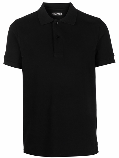 Tom Ford Garment Dyed Cotton Polo Shirt In Black