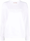 Valentino Sweatshirt With Laminated Embossed Logo In White