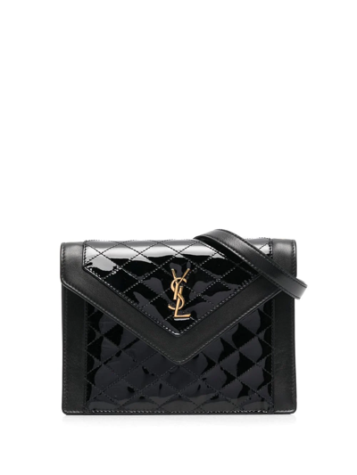 Saint Laurent Logo-plaque Clutch Bag In Black