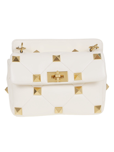 Valentino Garavani Roman Stud Medium The Shoulder Bag In Ivory