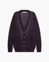 Alessandra Rich Button-front Crystal-embellished Mohair Cardigan In 8043 Purple