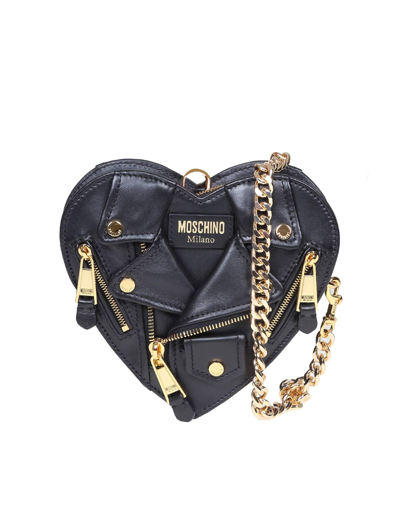 MOSCHINO MINI BAG IN HEART SHAPED LEATHER 