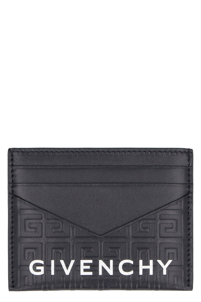 Givenchy G Cut Leather Card Holder In Black