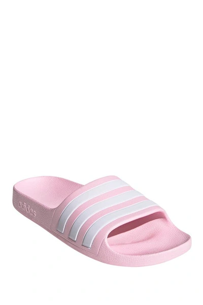 Adidas Originals Kids Khaki Adilette Shower Little Kids Slides In Clear Pink/cloud White/clear Pink