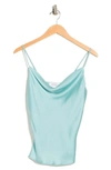 Renee C Satin Cowl Neck Camisole In Seafoam Blue