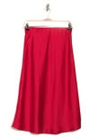 Renee C Solid Satin Midi Skirt In Red