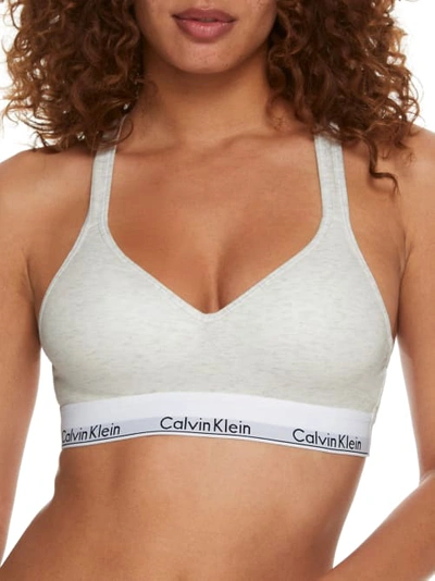 Calvin Klein Modern Cotton Padded Bralette In Snow Heather