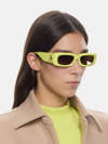 Attico Mini Marfa Rectangular Sunglasses In Lemon/yellow Gold/brown