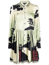 Dsquared2 Graphic-print Shirt Dress In Green