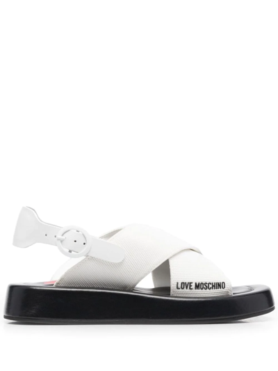 Love Moschino Logo-plaque Open-toe Sandals In White