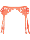 Fleur Du Mal Lily Lace-embroidered Garter Belt In Red