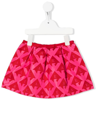 Emporio Armani Babies' Monogram-jacquar Flared Skirt In Red