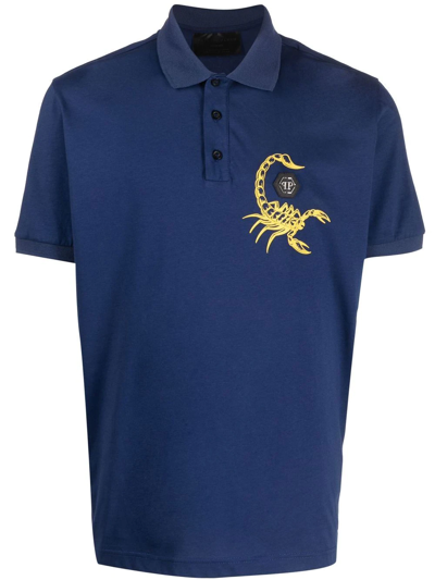 Philipp Plein Short Sleeve Polo Shirt In Blue