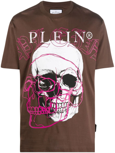 Philipp Plein Round Neck T-shirt In Brown