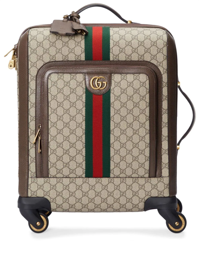 Gucci Gg Supreme Canvas Ophidia Suitcase In Neutrals