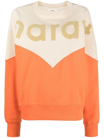 Isabel Marant Étoile Two-tone Cotton Blend Houston Sweatshirt  Nd Isabel Marant Etoile Donna 36f In Orange