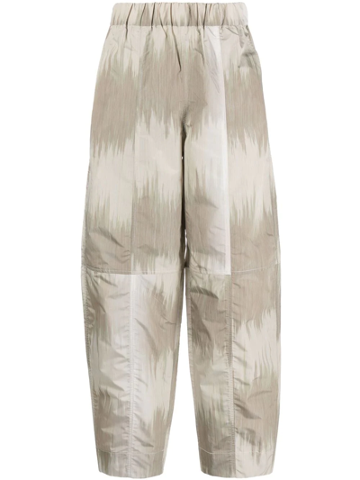 Ganni Curved Shell Trousers In Beige,grey