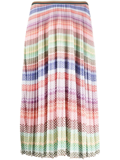 Paul Smith Screen Check Plaeted Midi-skirt - Size 14 In Multi