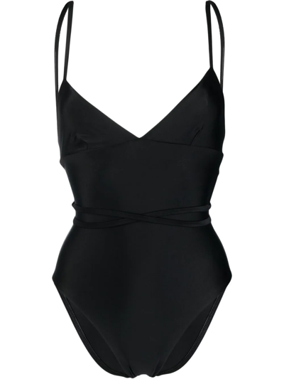 Matteau Tie-fastening V-neck One-piece In Black