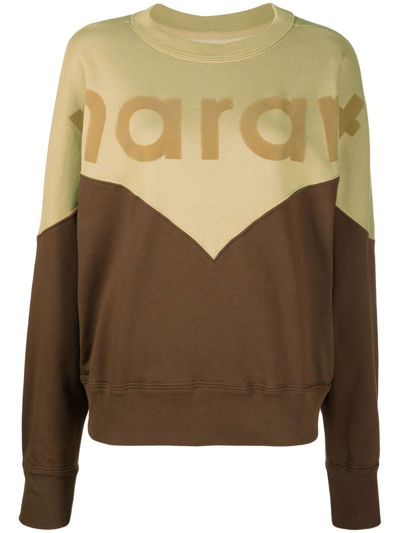 Isabel Marant Étoile Logo-print Two-tone Sweatshirt In Green