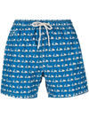 Mc2 Saint Barth Vespa-motif Drawstring-waist Swim Shorts In Blue