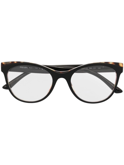 Prada Tortoiseshell-effect Cat-eye Frame Glasses In Black