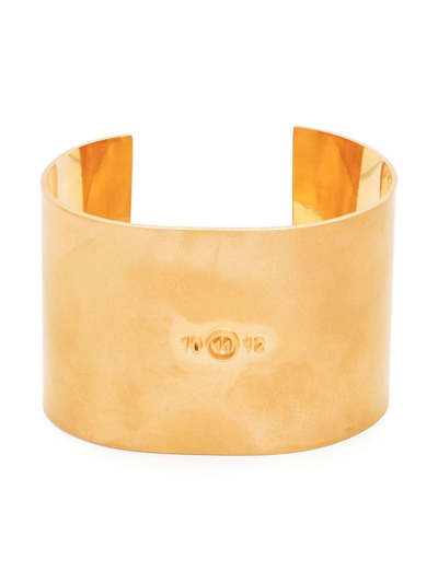 Maison Margiela Embossed Logo Cuff Bracelet In Gold